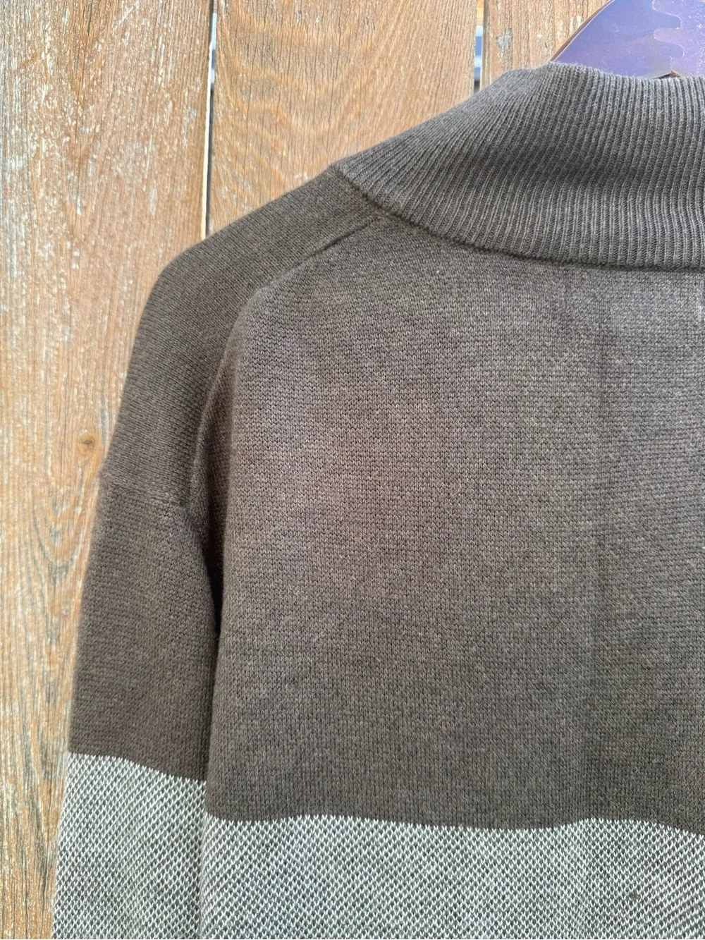 Tricots St Raphael Men's Brown Gray Striped Quarter Zip Acrylic Sweater Size XL